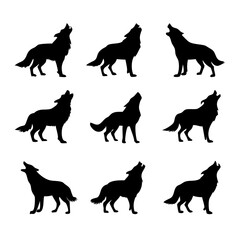 wolf silhouettes set