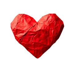 Crumpled Heart: A Symbol of Resilience and Love on white background