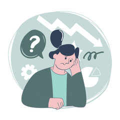 Businesswoman Facing Challenges, Downtrend Concept Illustration