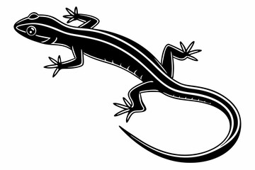 green salamander sihouette black vector