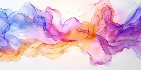 Abstract colorful flowing smoke or paint design with white background