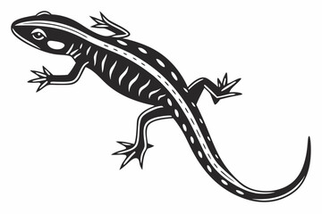 Fototapeta premium green salamander sihouette black vector