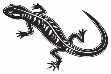 green salamander sihouette black vector