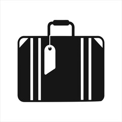 Suitcase with Tag Silhouette Icon Vector Illustration