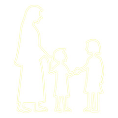 mother and child in neon