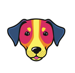 Fototapeta premium Colorful cartoon dog head pop art style illustration