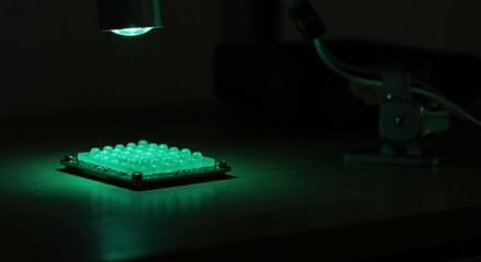 Green Led Array Lit by Spotlight