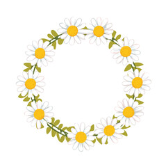 Daisies wreath floral circle frame spring summer design