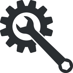 Cogwheel wrench symbol icon. Service tools signs and symbols.