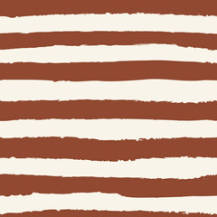 seamless repeating pattern with hand drawn raw edge stripes in warm cinnamon spice brown and cream ivory. Warm neutral striping for autumn, cosmetics, fabric, packaging projects, wallpaper, stationery