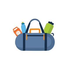 Gym bag with water bottles and fitness tracker