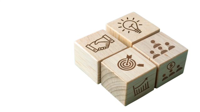 wooden toy blocks on white