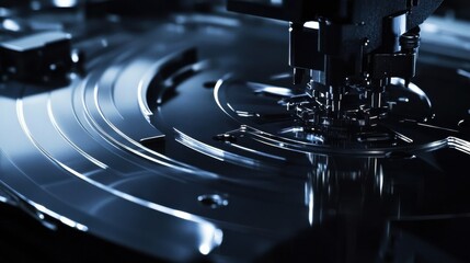 Close up view of a fiber laser cutting machine performing precise cuts on a metal plate. This advanced fiber laser cutting machine is essential in the high tech sheet metal manufacturing process.