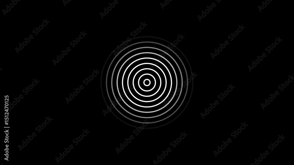 Poster radio waves background animation with expanding graphics on black. radio wave signal moves smoothly 