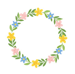Pastel floral wreath spring summer design element