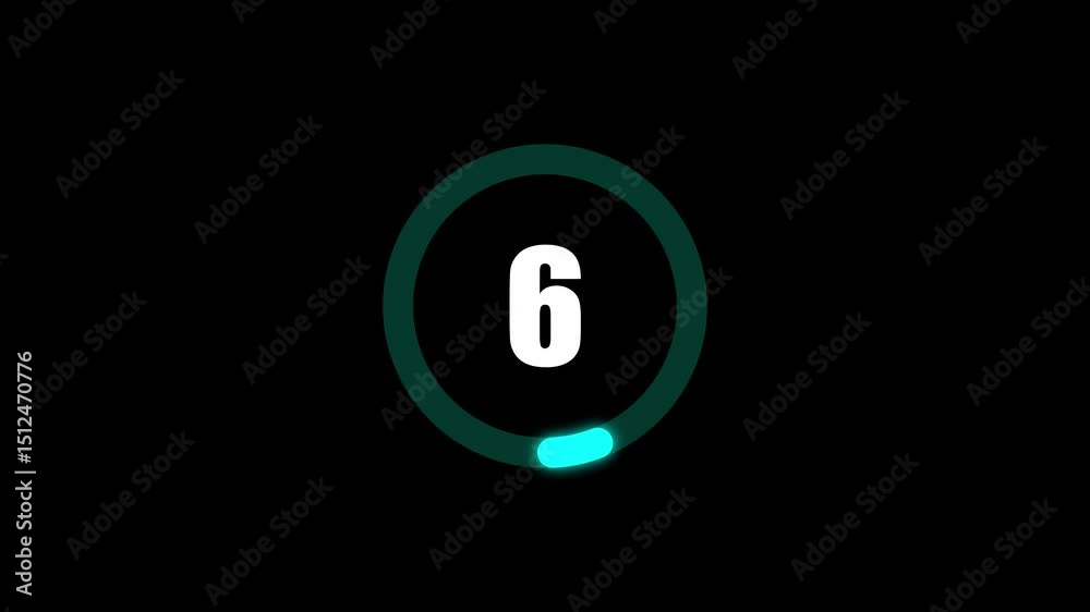 Poster digital countdown animation number eight with progress bar visual element on a black background suit