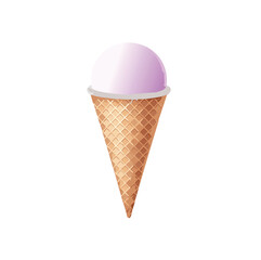 Single scoop lavender ice cream cone sweet treat