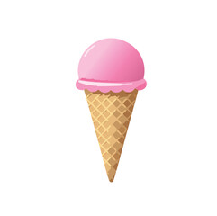 Single scoop pink ice cream cone sweet treat summer dessert