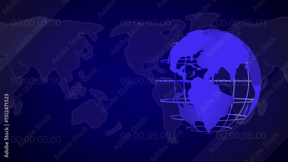 Poster abstract digital globe animation with world map overlay and countdowns for global communications tec