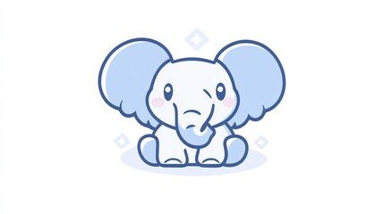 Fototapeta premium Cute light blue elephant cartoon (3)