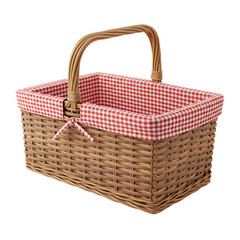 Rustic Wicker Basket for Picnic or Storage Isolated on Transparent Background



