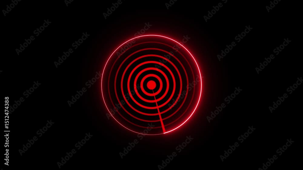 Poster animated red radar scan sweep on black background perfect for technology visualization concepts futu