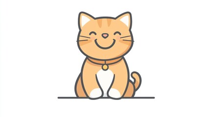 Cute cartoon orange tabby cat sitting