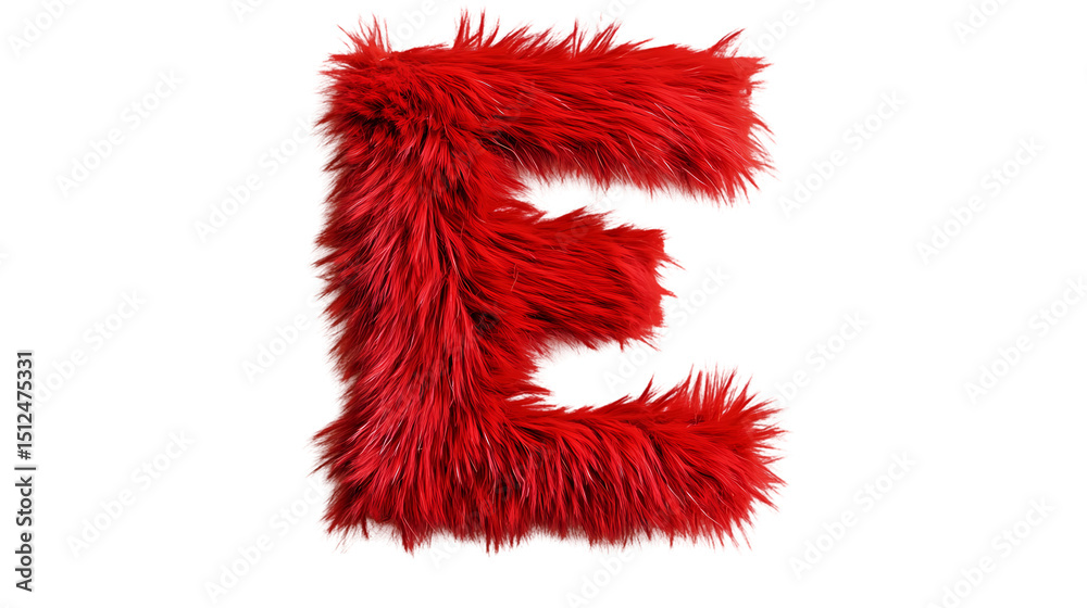 Wall mural a vividly red furry letter e displayed against a stark black backdrop in a studio setting isolated o