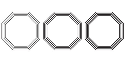 Octagon icon pack. octagon shapes with outlines icon. Geometry octagonal eight sided polygon octagon line. Vector illustration.