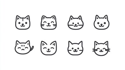 Cute cartoon cat faces in a grid