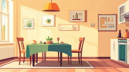 Fototapeta premium modern dining room with nice decoration illustration , no logos, no brands