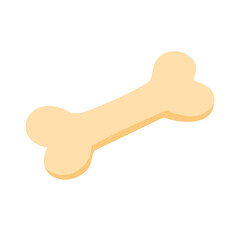 Simple cartoon dog bone in light yellow tones. Flat vector illustration of pet treat or chew toy.