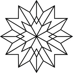 Minimal Geometric Snowflake Design in Black and White