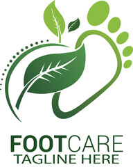 Foot Care Logo with Leaf and Footprint