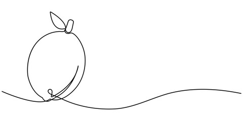 Obraz premium Lemon fruit continuous one line drawing minimalism design, Lemon yellow continuous one line drawing set isolated on a white background. Horizontal banner. Outline lemon citrus collections. Editable.