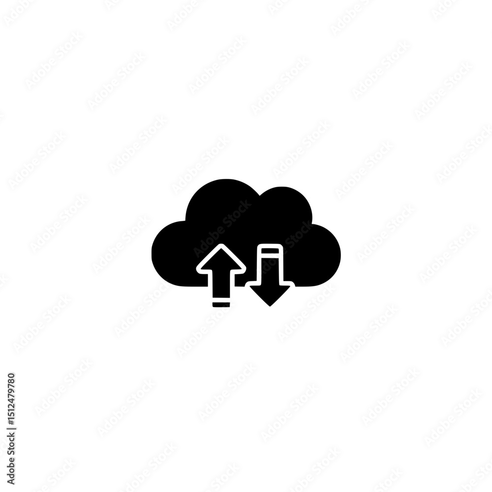 Poster cloud upload download data transfer backup storage network computing server system technology concep