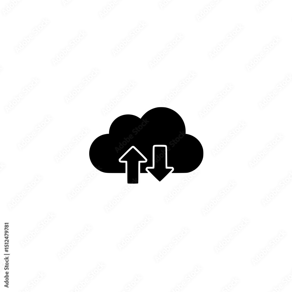 Poster Cloud upload download data storage network computing server information technology transfer backup system icon vector