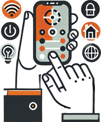 Smart home automation control via mobile phone interface and connected icons