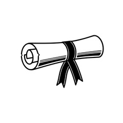 Diploma scroll graduation certificate degree education achievement success knowledge learning paper tied up