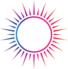 Sun icon set. Yellow sun icons. Shine sun ray set. Sunset icon collection.