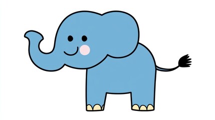 Fototapeta premium Cute light blue elephant cartoon (1)
