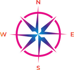Compass icons set. Compass rose sign. Star icon navigation. Northern Star. Polar Star logo. Windrose symbol. 