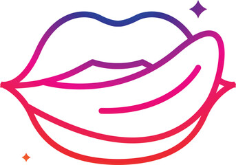 Lips patches collection. Vector illustration of sexy doodle woman's lips expressing different emotions, such as smile, kiss, half-open mouth, biting lip, lip licking, tongue out.