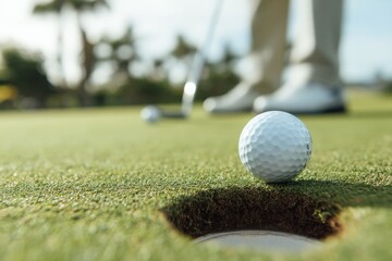 Obraz premium golf player putting golf ball into hole