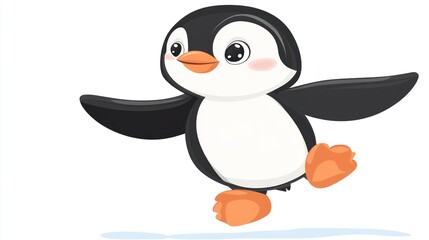 Obraz premium Cute cartoon penguin in flight