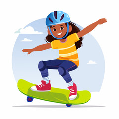 Girl Doing Skate Trick – Modern Vector Style