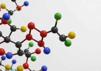 Molecular structure with colorful spheres and connecting lines