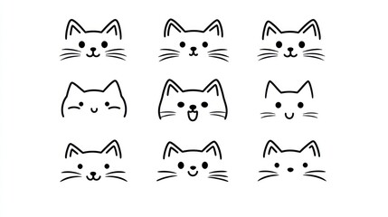 Naklejka premium Cute cat faces in a grid
