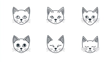 Cute cartoon cat faces in a grid pattern