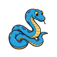 Fototapeta premium Blue 2D Cartoon Snake isolated on transparent background, PNG 